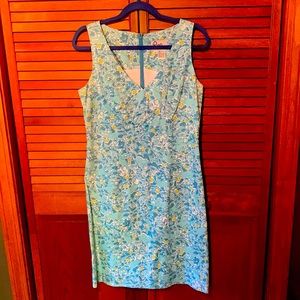 Lilly Pulitzer blue monkey chefs dress sz 10. V neck, zipper back, fully lined.